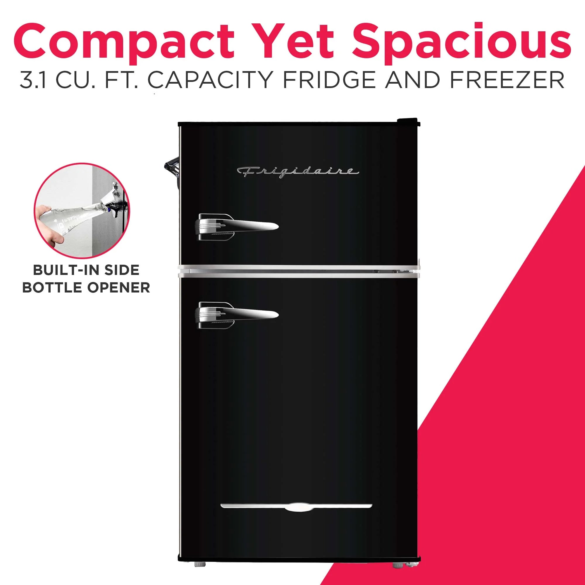 Frigidaire Retro 3.1 Cu ft Two Door Compact Refrigerator with Freezer, Red