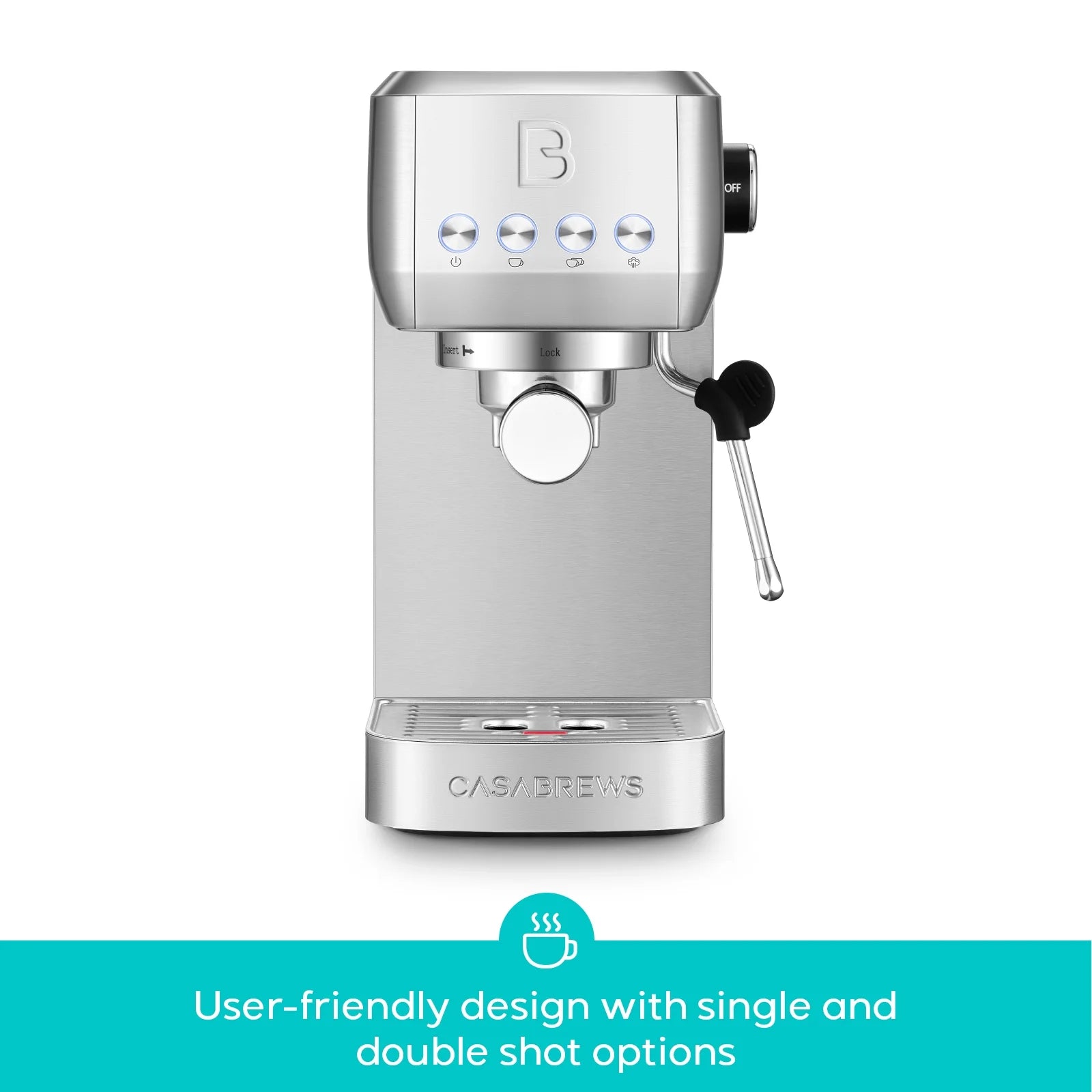 CASABREWS 3700 Essential 20-Bar Espresso Machine and Coffee Maker, Stainless Steel