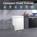 WAA 2.8 Cubic Feet Chest Freezer with Removable Basket Free Standing Top Open Door Compact Freezer with Adjustable Temperature for Home/Kitchen/Office/Bar (White)