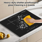 VoltCuisine Double/Dual Induction Cooktop 2 Burner, Shatter-proof Flat Glass Top, 9 Heat Settings, LED Touch Display with Child Safety Lock & Overheat Protection