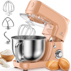 LINKChef Stand Mixer, 5.3QT 800W 6+P Speeds with Whisk, Dough Hook and Beater (White)