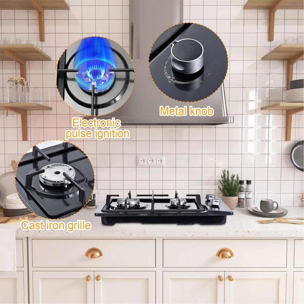 Tohu Stainless Steel Stove 3.3kW 5-Burner Closed Chassis Propane Cooktop for Outdoor/Indoor Cooking