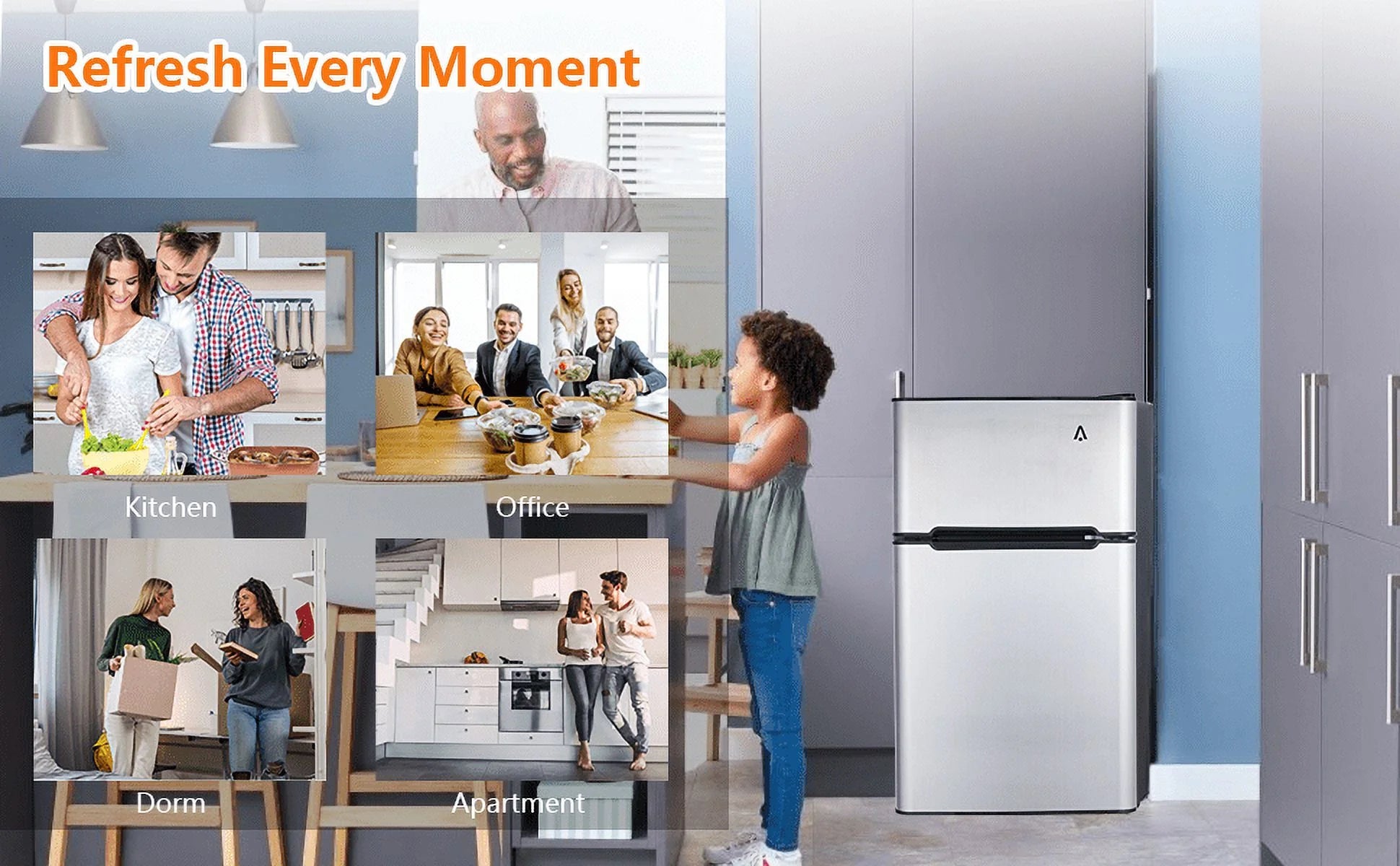 Zzistar 3.2 Cu. Ft Mini Fridge ,128L Compact Refrigerators with Freezer Refrigerator ,5 Adjustable Thermostat Settings