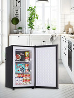 GGTB 3.0 Cu.ft Compact Upright Freezer with Reversible Single Door, Removable Shelves Mini Freezer with Adjustable Thermostat for Home/Kitchen/Office, Silver