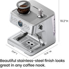 Chefman Crema Supreme Espresso Machine with Conical Burr Grinder and Steam Wand a?? Stainless Steel, New