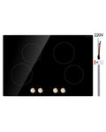 KFFKFF 4 Burner Built-in Electric Cooktop, 6600W 30" Built-in Top Electric Stove, with Knob Control, Temperature & Power Levels, Glass Top, Independent Control for Different Pots