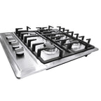 Stainless Steel 4-Burner Gas Stove, 3.0KW+1.75KW+1.0KW, Built-In Cooktop with Rotary Switch for Homes, Restaurants