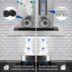 30 inch Range Hood 700 CFM Island Mount Range Hood Ceiling Mount Kitchen Vent Hood Touch Control Gesture Sensing