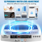 Qhomic Portable Washing Machine, 17.8lbs Large Fully-Automatic Laundry Washer, 10 Washing Programs & 8 Water Levels Selections Machine Ideal for Apartments Dorms Families
