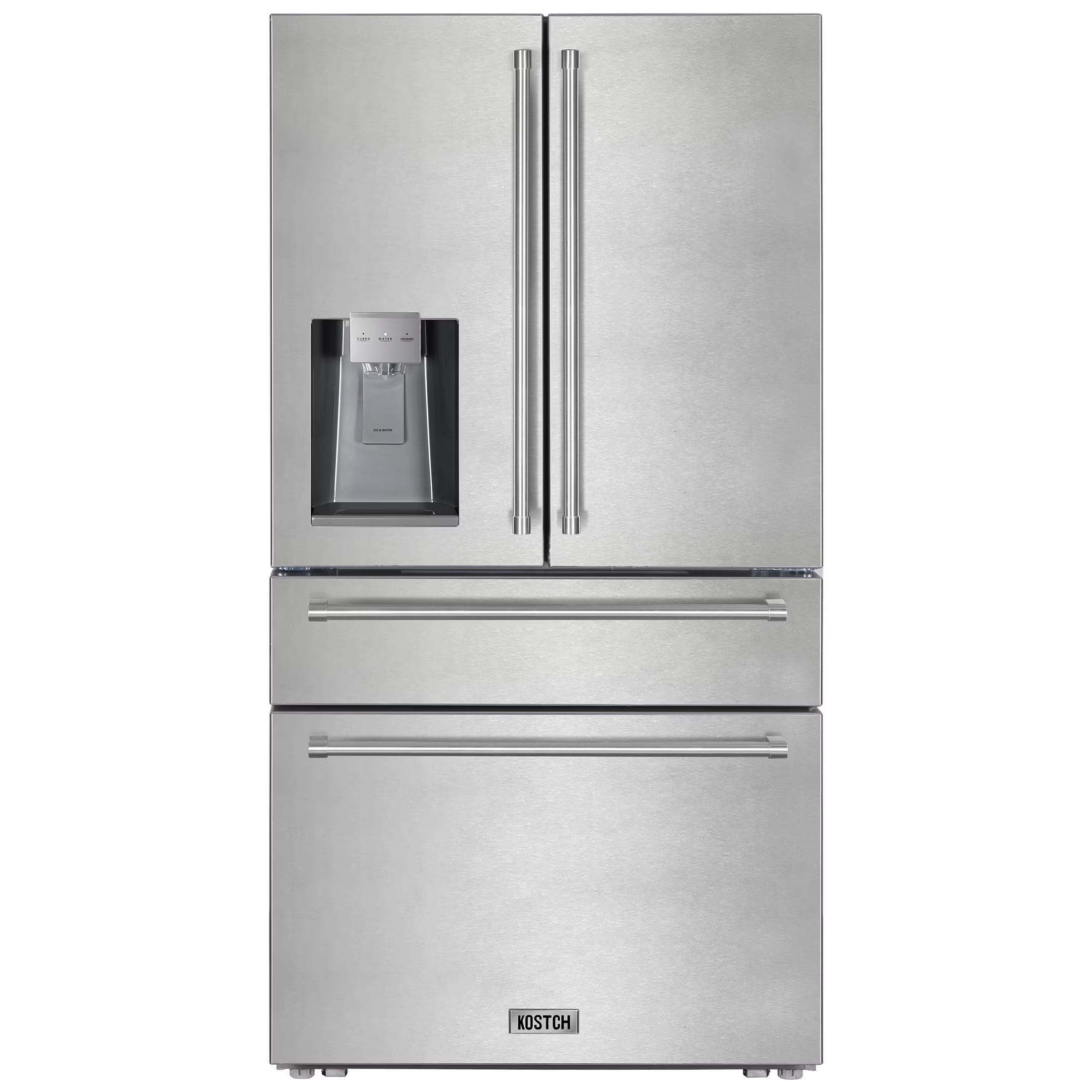KOSTCH Counter-Depth 21.6-cu ft 4 -Door French Door Refrigerator with Ice Maker with Water and Ice Dispenser ( Stainless steel ) ENERGY STAR Certified