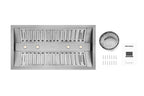 Hauslane | Pro-Style 46a?? IN-R300 Built-In Range Hood, 21a?? Deep | Low Noise Performance | Contemporary Design, Full-Size Handles, Professional-Grade Baffle Filters & Grease Tray, LED Lamps