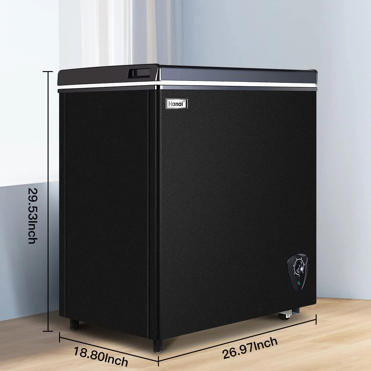 WANAI Chest Freezer 5.0 Cu Ft,Small Chest Freezer,Upright Single Door Refrigerator,Black