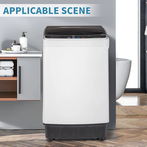 BAYUELSWU Portable Washing Machine 17.6lbs Full-Automatic Washing Machine, Apartment Washing Machine 10 programs 8 Water Level Selections with Led Display for Apartment, Home, Dorm, RV