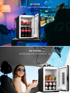 15L/21 Can Mini Fridge for Bedroom Refrigerator Cooler&Warmer, AC/DC, 1 Door, 11.8"Width, Black, New
