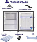 Smad 2.1 Cu ft Compact Refrigerator 110V/12V RV Truck Caravan Car Fridge Quiet Reversible Door Lock