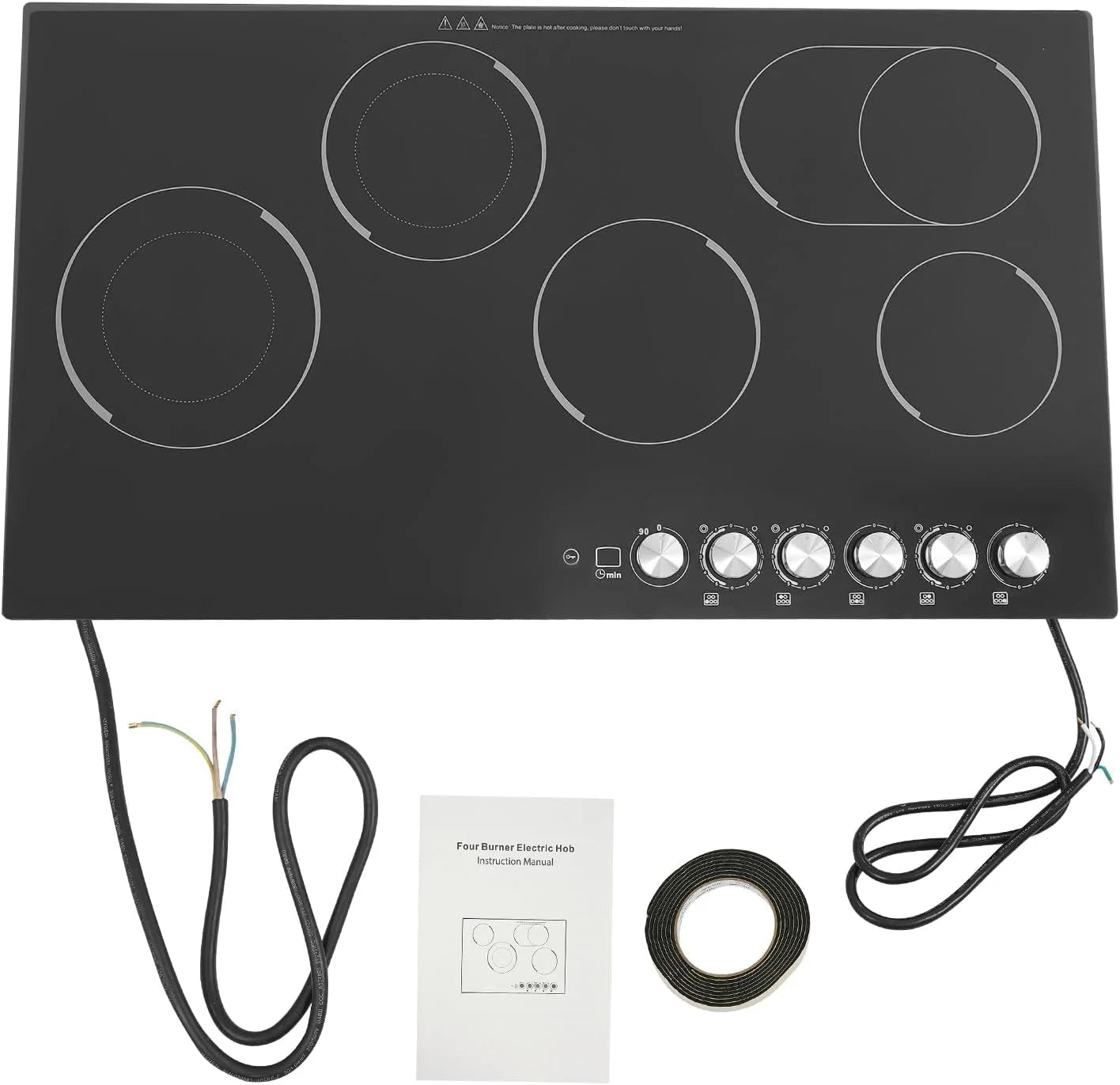 Electric Cooktop,5 Burners 110V Electric Ceramic Cooktop,with Kid Safety Lock, Timer, LED Display,Electric Stovetop for Kitchens, Hotels, Restaurants