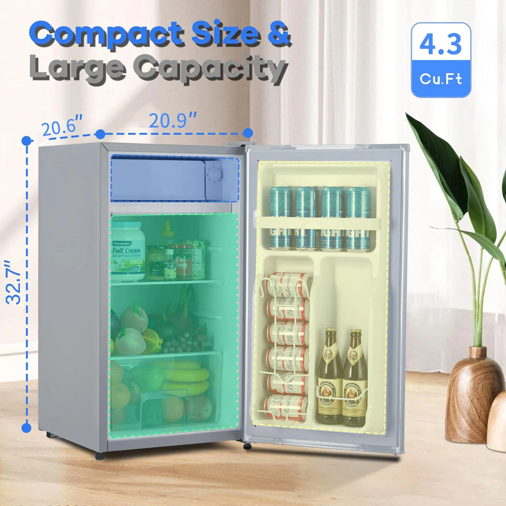Adoolla 4.3 Cu.Ft. Single Door Mini Refrigerator with Top Freezer and 7 Adjustable Temperature Settings