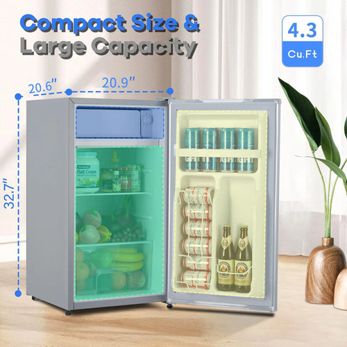 Adoolla 4.3 Cu.Ft. Single Door Mini Refrigerator with Top Freezer and 7 Adjustable Temperature Settings