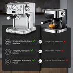 20 Bar Espresso Machine with Milk Frother, Single & Double Shot, ESE Pod Compatible, Removable Water Tank for Cappuccino, Latte, & Machiato for Home Barista