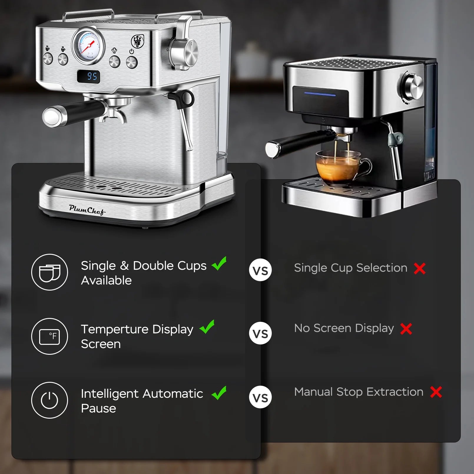 20 Bar Espresso Machine with Milk Frother, Single & Double Shot, ESE Pod Compatible, Removable Water Tank for Cappuccino, Latte, & Machiato for Home Barista