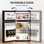 FREE VILLAGE Compact Refrigerator with Freezer,2 Door Mini Fridge,Adjustable Shelf,Small Fridge for Bedroom Office Dorm Kitchen,3.2 Cu.Ft.