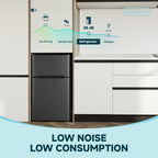 Simzlife 3.2 Cu ft Two Door Mini Refrigerator with Freezer, Compact Small Fridge Adjustable Removable Shelves, Sliver