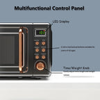 Costway 0.7Cu.ft Retro Countertop Microwave Oven 700W LED Display Glass Turntable Rose Gold