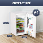 Soonbuy Compact Mini Fridge with Freezer, 4.3 Cu.Ft Single Door Refrigerator with Adjustable Temperature, Removable Shelves & Crisper Drawer, Energy Efficient Small Fridge for Bedroom, Office, Dorm, R