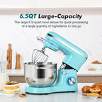 Kitchen in the box Tilt-Head Stand Mixer, Electric Kitchen Mixer with 6.5QT Stainless Steel Bowl, 660W Food Mixer with 6-Speed, Black
