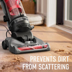 Hoover Rewind Pet Bagless Upright Vacuum Cleaner, Pet Friendly, Automatic Cord Rewind, Multi-Surface and Above Floor Cleaning, UH77410V, Gray & Red