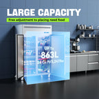 Coolake Commercial Refrigerator And Freezer Combo, 48" W Dual Temperature Zones, 36 Cu.ft 2 Door