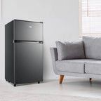 WANAI 3.5 Cu ft Two Door Mini Fridge with Freezer,Apartment Size Refrigerator,Dark Grey,New