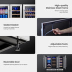Yeego 30" Wine and Beverage Refrigerator,Two 15" Wine and Beverage Cooler Under Counter or Freestanding, Hold 33 Bottles and 80 Cans(Two Pack)