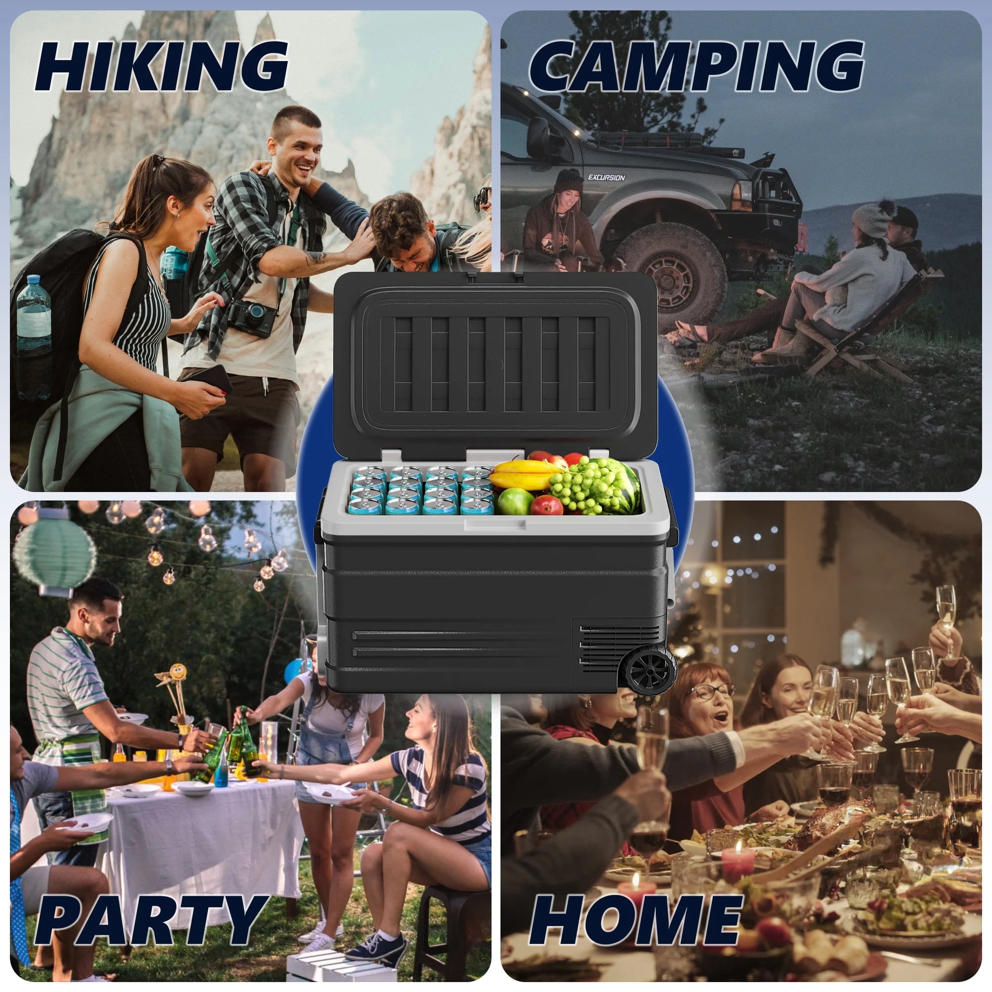 Simzlife 12 Volt Car Refrigerator, 80QT(75L) Portable RV Car Fridge with Wheels, 0�H~68�H, 12/24V DC & 110-240V AC, Black