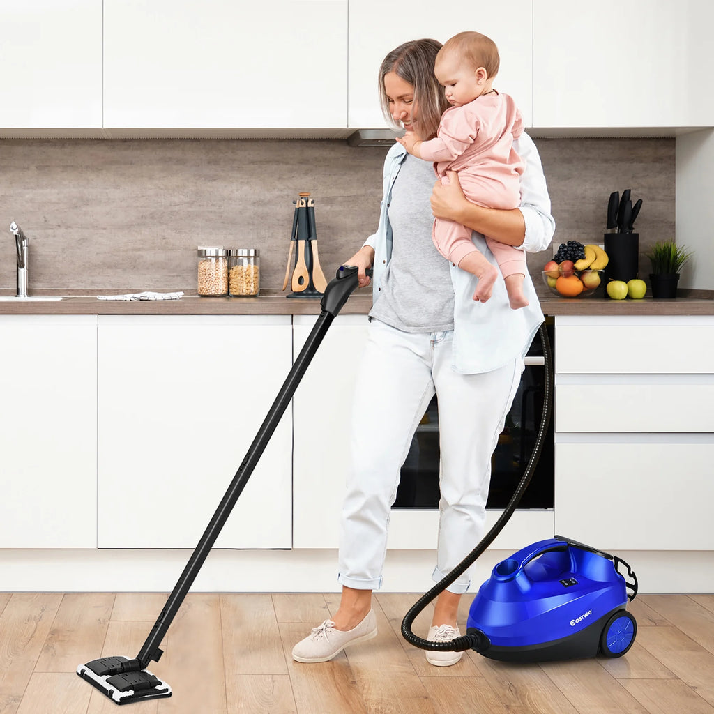 Costway 2000W Heavy Duty Steam Cleaner Mop Multi-Purpose W/19 Accessories Blue