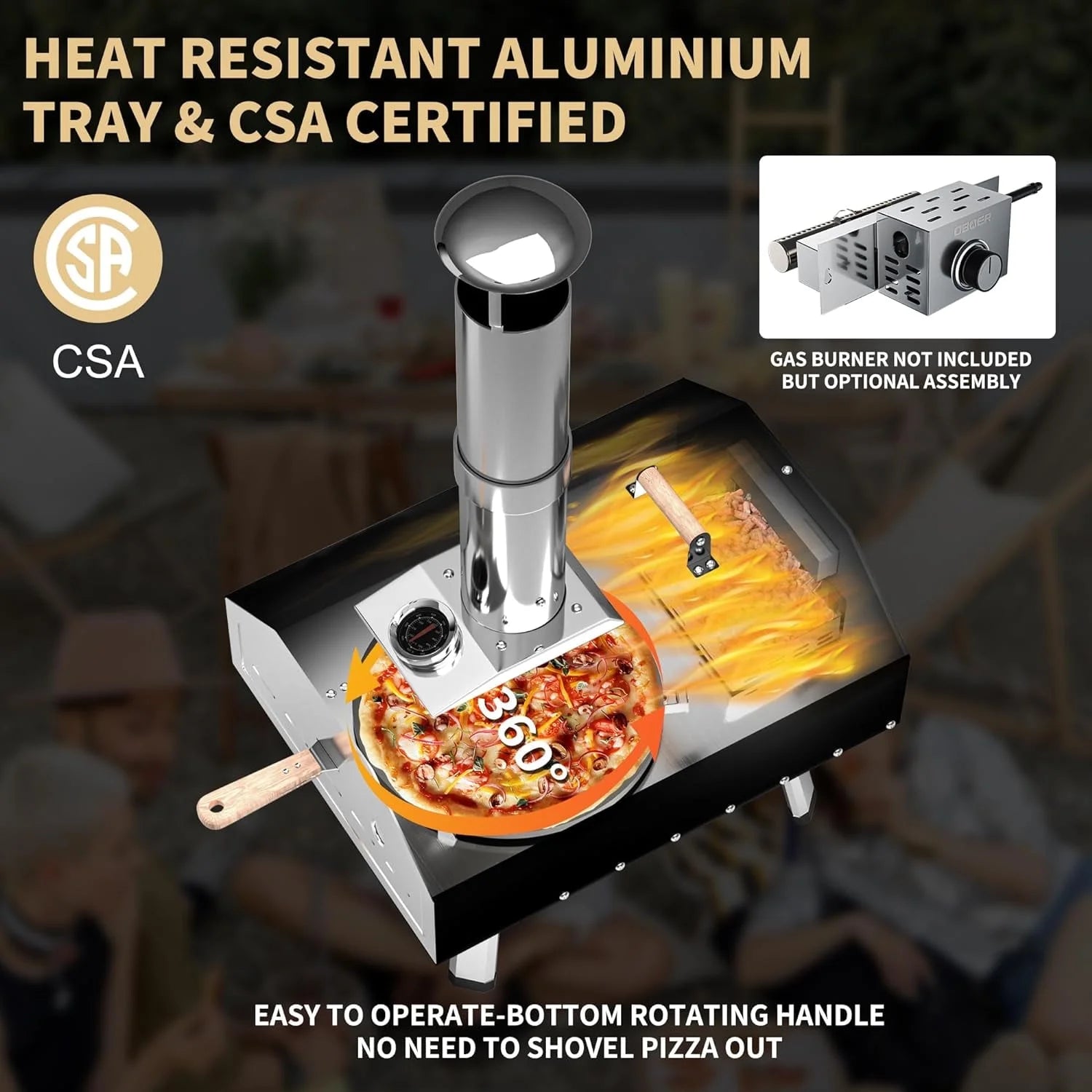 Lilypelle 16�� Dual-Fuel Outdoor Pizza Oven, Portable