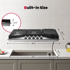 GASLAND Master Series 36 Inch Gas Cooktop with Griddle PRO GH3905SS1FC with 5 Burners,CSA certified,120V Plug-in, NG/LPG Convertible