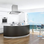 "Joeaonz 36"" Stainless Steel Island Mount Range Hood, Quiet 900CFM, 3-Speed Vent with Button Control and LED Bulb"