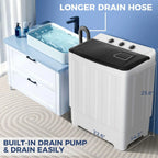 Qhomic Portable Washer 30lbs, 2-in-1 Twin Tub Washer & Dryer Combo Compact Semi-Automatic Washing Machine with Drain Pump, Black