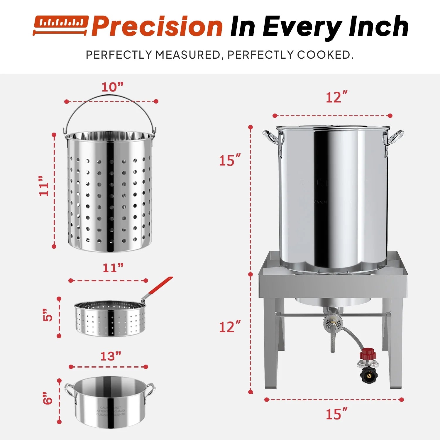 30QT Stainless Steel Turkey Fryer Kit, Stainless Steel Stand with 55,000BTU Propane Burner Stove, Waterproof Cover & Skimmer, Turkey Deep Fryer Pot, Outdoor Fish Fryer, Crawfish Boiler