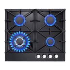 Eascookchef 4-Burners Gas Cooktop 24in Eascookchef Tempered Glass NG/LPG Convertible