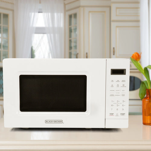 BLACK?Ӕ 0.7 cu ft Countertop Microwave Oven in White
