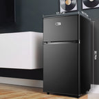 WANAI 3.5 Cu ft Two Door Mini Fridge with Freezer,Apartment Size Refrigerator, Black,New