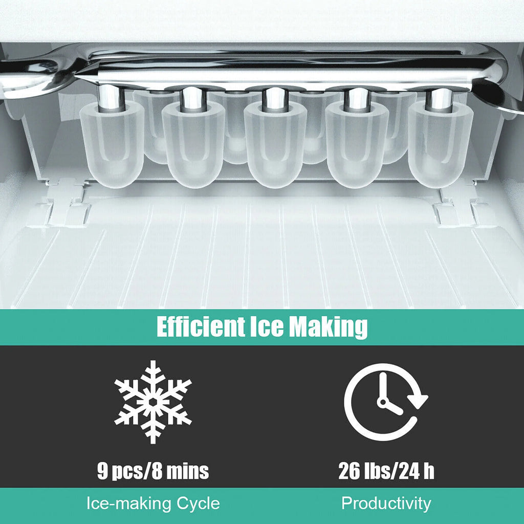 Costway Portable Ice Maker Machine Countertop 26Lbs/24H Self-cleaning w/ Scoop Green