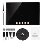 KFFKFF 30 Inch Induction Stove, 9200W Built-in Stove Top, 5 Burner Electric Cooktop with Knob Control Cooktop, 12 Power Levels Integrated Induction Stove with Glass Top, Automatic Power-Off