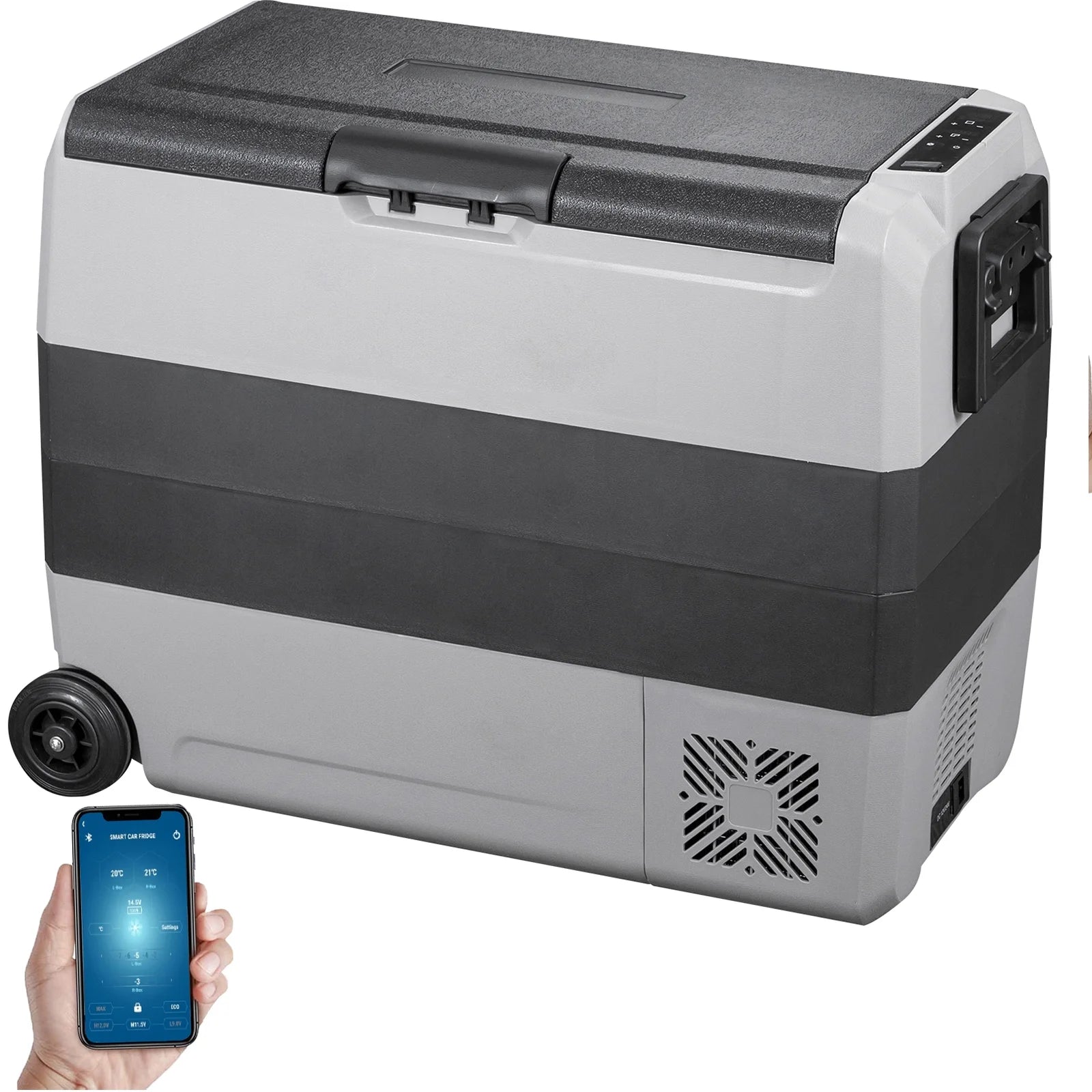 VEVOR Car Refrigerator 48Qt, Dual Zone Car Fridge Freezer12/24V DC & 110-240V AC Electric Compressor Cooler for Truck Vehicle RV